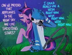 Size: 2048x1563 | Tagged: safe, artist:vinegarclown, imported from derpibooru, twilight sparkle, anthro, bird, blue jay, pony, aeroplanes and meteor showers, airplanes (song), b.o.b., crossover, crossover shipping, crying, female, hayley williams, lyrics, male, mare, meme, mordecai, mordetwi, redraw mordetwi meme, regular show, shipping, song reference, straight, teary eyes, text