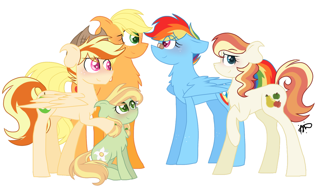 2662817 - safe, rainbow dash, applejack, female, pony, oc, simple  background, pegasus, earth pony, transparent background, shipping, lesbian,  filly, offspring, magical lesbian spawn, appledash, parent:rainbow dash,  parent:applejack, artist ...