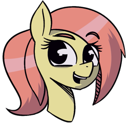 Size: 647x621 | Tagged: safe, artist:exvius, imported from derpibooru, oc, oc only, oc:pineapple pizza, earth pony, pony, cute, eye clipping through hair, happy, ponytail, solo