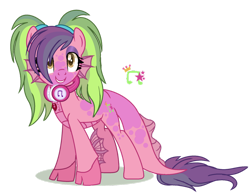 Size: 1280x989 | Tagged: safe, artist:princess-kitsune-tsu, artist:venomous-cookietwt, imported from derpibooru, oc, oc only, hybrid, pony, base used, female, headphones, magical lesbian spawn, offspring, parent:aria blaze, parent:lemon zest, simple background, solo, transparent background