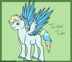 Size: 1750x1500 | Tagged: safe, artist:misskanabelle, imported from derpibooru, oc, oc only, oc:twister tides, pegasus, pony, abstract background, male, offspring, parent:sky stinger, parent:vapor trail, parents:vaporsky, pegasus oc, solo, stallion, two toned wings, unshorn fetlocks, wings