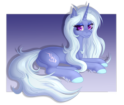 Size: 4284x3624 | Tagged: safe, artist:starshade, imported from derpibooru, oc, oc only, oc:misty, pony, unicorn, 2021, barrette, commission, cute, cutie mark, female, gradient background, heart, heart eyes, horn, lightly watermarked, lying down, mare, prone, purple eyes, simple background, smiling, transparent background, watermark, wingding eyes