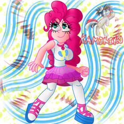 Size: 3000x3000 | Tagged: safe, artist:kamikiku, imported from derpibooru, pinkie pie, equestria girls, equestria girls series, breasts, busty pinkie pie, eyebrows, eyebrows visible through hair, high res, smiling, solo