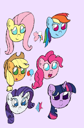 Size: 2120x3217 | Tagged: safe, artist:sparkfler85, imported from derpibooru, applejack, fluttershy, pinkie pie, rainbow dash, rarity, twilight sparkle, earth pony, pegasus, pony, unicorn, bust, cutie mark, head only, high res, mane six, portrait, simple background