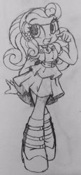 Size: 1520x3290 | Tagged: safe, artist:shadowhawx, artist:shadowhawx95, imported from derpibooru, sweetie belle, equestria girls, breasts, busty sweetie belle, cute, diasweetes, grin, pencil drawing, smiling, solo, traditional art