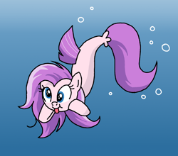 Size: 652x573 | Tagged: safe, artist:manulis, imported from derpibooru, oc, oc only, earth pony, pony, seapony (g4), blue eyes, bubble, crepuscular rays, dorsal fin, female, fish tail, flowing tail, purple mane, solo, sunlight, swimming, tail, tongue out, underwater, water