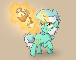 Size: 3805x2996 | Tagged: safe, artist:background basset, imported from derpibooru, lyra heartstrings, pony, unicorn, coffee, coffee mug, high res, levitation, magic, mug, solo, telekinesis