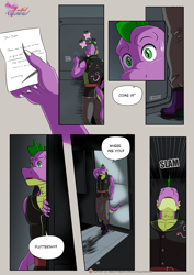 Size: 1200x1697 | Tagged: safe, artist:cabrony, artist:pia-sama, color edit, edit, imported from derpibooru, spike, anthro, dragon, comic:flutterlie, comic:flutterlie (color), comic:lustful diamond, comic:rogue diamond, colored, comic, gigachad spike, male, older, older spike, this will end in snu snu