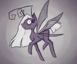 Size: 1200x1000 | Tagged: safe, artist:apatheticxaddict, imported from derpibooru, oc, oc only, breezie, breezie oc, desaturated, female, flying, looking at you, simple background, solo, transparent wings, wings