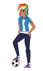 Size: 483x800 | Tagged: safe, artist:harleneap, imported from derpibooru, rainbow dash, human, equestria girls, dark skin, football, humanized, solo, sports