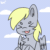 Size: 1200x1200 | Tagged: safe, artist:kokoaapuff, imported from derpibooru, derpy hooves, pegasus, pony, :p, ><, animated, beanbrows, bust, chest fluff, cute, dancing, derpabetes, ear fluff, eyebrows, eyes closed, sky background, solo, tongue out, xp