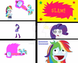 Size: 1024x833 | Tagged: safe, artist:scoutimusprime, imported from derpibooru, rainbow dash, rarity, equestria girls, abuse, raribuse