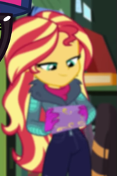 Size: 347x519 | Tagged: safe, imported from derpibooru, screencap, sci-twi, sunset shimmer, twilight sparkle, equestria girls, equestria girls series, holidays unwrapped, spoiler:eqg series (season 2), cropped, winter break-in