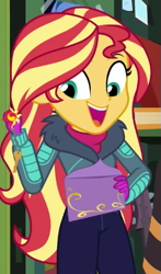 Size: 295x501 | Tagged: safe, imported from derpibooru, screencap, sunset shimmer, equestria girls, equestria girls series, holidays unwrapped, spoiler:eqg series (season 2), cropped, solo, winter break-in