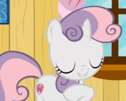 Size: 576x462 | Tagged: safe, imported from derpibooru, screencap, sweetie belle, pony, unicorn, on your marks, season 6, animated, clubhouse, crusaders clubhouse, cute, diasweetes, eyes closed, female, filly, gif, mawshot, open mouth, solo, volumetric mouth
