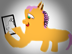 Size: 490x365 | Tagged: safe, alternate version, artist:basinator, imported from derpibooru, sunny starscout, earth pony, pony, simple ways, cellphone, female, g5, mare, paintnet, phone, simple, smartphone, solo