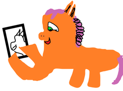 Size: 490x365 | Tagged: safe, artist:basinator, imported from derpibooru, sunny starscout, earth pony, pony, 1000 hours in ms paint, cellphone, female, g5, mare, ms paint, mspaintponies, phone, simple, smartphone, solo