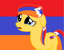 Size: 617x485 | Tagged: safe, artist:angelovalouva, imported from derpibooru, earth pony, pony, putting your hoof down, crying, karabakh, nation ponies, needs more saturation, ponified, solo