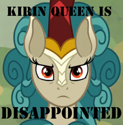 Size: 481x489 | Tagged: safe, edit, edited screencap, imported from derpibooru, screencap, rain shine, kirin, disappointed, female, frown, looking at you, meme, message, red eyes, solo, solo female, text