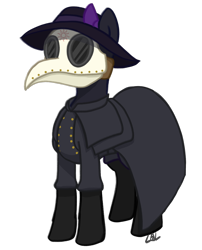 Size: 1358x1678 | Tagged: safe, artist:legendoflink, imported from derpibooru, oc, unnamed oc, bow, clothes, female, mare, mask, plague doctor, plague doctor mask, simple background, transparent background