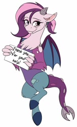 Size: 484x800 | Tagged: safe, imported from derpibooru, oc, oc:mirage, draconequus, heterochromia, looking at you, ponycon, sign