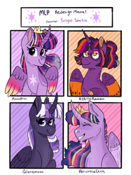 Size: 2048x2732 | Tagged: safe, artist:moccabliss, imported from derpibooru, twilight sparkle, alicorn, pony, alternate design, curved horn, facial hair, goatee, high res, horn, meme, twilight sparkle (alicorn)