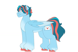 Size: 1280x854 | Tagged: safe, artist:itstechtock, imported from derpibooru, oc, oc only, oc:love letter (itstechtock), pegasus, pony, magical lesbian spawn, male, offspring, parent:rainy day, parent:whirlwind romance, simple background, solo, stallion, unshorn fetlocks, white background