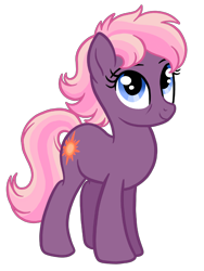 Size: 1536x2048 | Tagged: safe, artist:melspyrose, imported from derpibooru, ember (g1), earth pony, pony, aunt, g1, g1 to g4, g4, generation leap, simple background, solo, transparent background