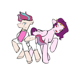 Size: 3000x3000 | Tagged: safe, artist:galaxiedream, artist:ichiban-iceychan1517, artist:icicle-wicicle-1517, color edit, edit, imported from derpibooru, pipp petals, zipp storm, pegasus, pony, adorapipp, adorazipp, blushing, choker, clothes, collaboration, colored, cute, duo, ear piercing, earring, female, g5, high res, jacket, jewelry, mare, open mouth, pants, piercing, raised hoof, royal sisters (g5), siblings, simple background, sisters, sweat, sweatdrop, sweatpants, tanktop, transparent background, unshorn fetlocks