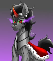 Size: 1300x1500 | Tagged: safe, artist:zachc, imported from derpibooru, king sombra, pony, unicorn, antagonist, glowing eyes, gradient background, male, solo, stallion