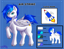 Size: 4500x3500 | Tagged: safe, artist:derpx1, imported from derpibooru, oc, oc only, oc:air strike, pegasus, blueprint, commission, female, mare, reference sheet, solo