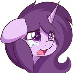 Size: 627x627 | Tagged: safe, artist:czu, imported from derpibooru, oc, oc only, oc:czupone, pony, unicorn, bust, eye clipping through hair, floppy ears, open mouth, portrait, sad, solo, teary eyes