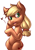 Size: 518x737 | Tagged: safe, artist:applepost67, imported from derpibooru, applejack, earth pony, pony, bipedal, cute, female, floating heart, hatless, heart, hind legs, hoof on cheek, jackabetes, legs together, mare, missing accessory, open mouth, open smile, simple background, smiling, solo, white background