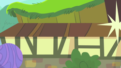 Size: 1280x720 | Tagged: safe, imported from derpibooru, screencap, season 5, slice of life (episode), background, bowling alley, bush, hill, no pony, ponyville, scenic ponyville