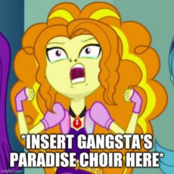 Size: 500x500 | Tagged: safe, edit, edited screencap, imported from derpibooru, screencap, adagio dazzle, equestria girls, rainbow rocks, caption, gangsta's paradise, image macro, meme, text, youtube poop