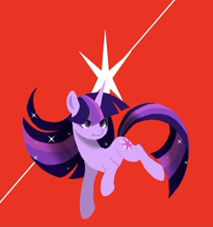 Size: 1350x1437 | Tagged: safe, artist:えふ, imported from derpibooru, twilight sparkle, pony, unicorn, red background, simple background, solo, unicorn twilight