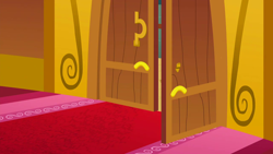 Size: 1280x720 | Tagged: safe, imported from derpibooru, screencap, season 5, slice of life (episode), background, door, liminal space, no pony, ponyville town hall, scenic ponyville