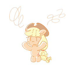 Size: 959x845 | Tagged: safe, artist:nomemint, imported from derpibooru, applejack, earth pony, pony, :/, applejack's hat, bipedal, chibi, cowboy hat, female, hat, mare, solo