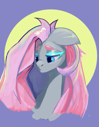 Size: 615x784 | Tagged: safe, artist:i love hurt, imported from derpibooru, oc, oc only, earth pony, pony, blue eyes, bust, nimbus, pink hair, portrait, solo