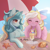 Size: 2000x2000 | Tagged: safe, artist:purrshen, imported from derpibooru, oc, oc only, oc:bay breeze, oc:sea sprint, oc:seasprint, pegasus, pony, unicorn, beach, blushing, bow, cute, duo, eyes closed, female, food, hair bow, happy, high res, horn, ice cream, long mane, mare, ocbetes, pegasus oc, shells, squishy cheeks, umbrella, unicorn oc, wings