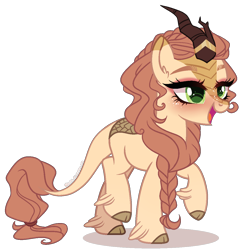 Size: 1200x1200 | Tagged: safe, artist:gihhbloonde, imported from derpibooru, oc, oc only, hybrid, kirin, female, interspecies offspring, magical lesbian spawn, offspring, parent:applejack, parent:autumn blaze, parents:autumnjack, simple background, solo, transparent background