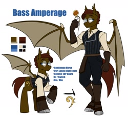 Size: 1864x1716 | Tagged: safe, artist:redxbacon, imported from derpibooru, oc, oc only, oc:bass amperage, anthro, pony, unguligrade anthro, explicit source, reference sheet, solo