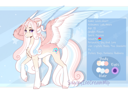 Size: 1280x943 | Tagged: safe, artist:sugaryicecreammlp, imported from derpibooru, oc, oc only, oc:lovely heart, pegasus, pony, female, mare, offspring, parent:princess cadance, parent:shining armor, parents:shiningcadance, reference sheet, solo
