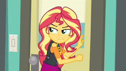 Size: 3410x1920 | Tagged: safe, imported from derpibooru, screencap, sunset shimmer, equestria girls, equestria girls series, forgotten friendship, clothes, cutie mark, cutie mark on clothes, female, geode of empathy, jacket, jewelry, leather, leather jacket, magical geodes, necklace, solo