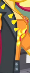 Size: 1920x4563 | Tagged: safe, imported from derpibooru, screencap, sunset shimmer, equestria girls, equestria girls series, forgotten friendship, boobshot, breasts, busty sunset shimmer, clothes, cropped, cutie mark, cutie mark on clothes, female, geode of empathy, jacket, jewelry, leather, leather jacket, magical geodes, necklace, pictures of chests, solo