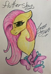 Size: 2749x3916 | Tagged: safe, artist:yayeet12369, imported from derpibooru, fluttershy, pegasus, pony, bust, high res, solo, traditional art