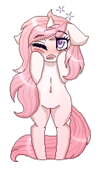 Size: 164x280 | Tagged: safe, artist:inspiredpixels, imported from derpibooru, oc, oc only, pony, unicorn, bipedal, female, floppy ears, mare, pixel art, simple background, solo, transparent background