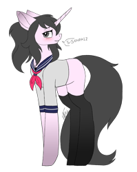 Size: 2009x2521 | Tagged: safe, artist:inspiredpixels, imported from derpibooru, oc, oc only, pony, unicorn, clothes, dialogue, high res, school uniform, simple background, socks, solo, standing, transparent background