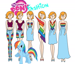 Size: 1985x1701 | Tagged: safe, artist:willemijn1991, imported from derpibooru, rainbow dash, human, pegasus, pony, clothes, dress, female, mannequin, mare, raised hoof, simple background, white background, wings