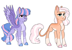 Size: 2865x1967 | Tagged: safe, artist:moccabliss, imported from derpibooru, wind sprint, oc, oc:morning glory, earth pony, pegasus, pony, female, leonine tail, magical lesbian spawn, mare, offspring, older, parent:applejack, parent:clear sky, simple background, transparent background